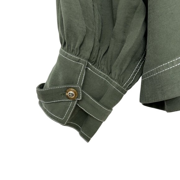 Soft Surroundings Cropped Green D'orze Button up Jacket Women's size 3X - Picture 5 of 8